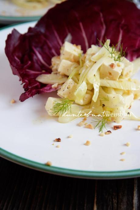 Fenchel – Käse – Salat mit Haselnussdressing und Restauranttipp im Piemont