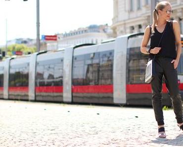 Track pants & high heels