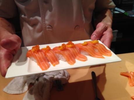 lachs sashimi mit forellenkaviar
