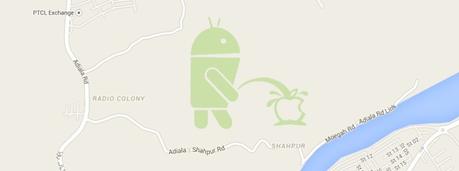 Screenshot Android/ Apple/ Google Maps/ Pinkelnder Roboter