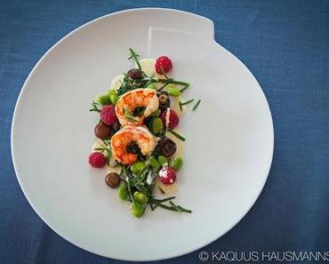 Wildfanggarnelen | Queller | dicke Bohnen | Himbeeren | Meerrettich