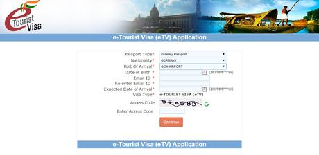 Formular für das elektronische Touristenvisum