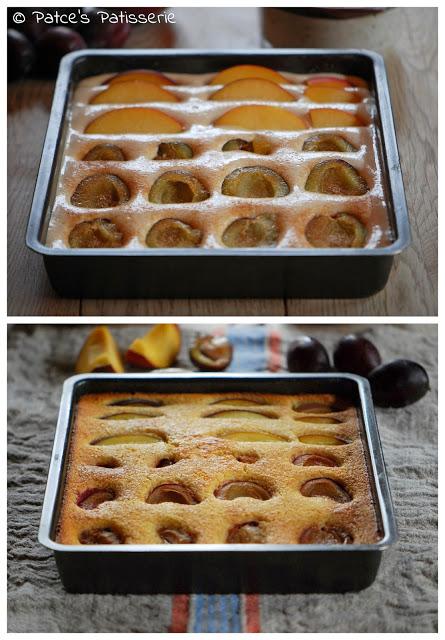 Ricotta-Grießkuchen mit Zwetschgen & Pfirsichen [Dafür ohne Mehl & Fett! Und glutenfrei abwandelbar!]