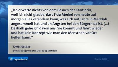 Fußballkrawalle: Angela Merkel fordert mehr Hooligans in der Polizei... (Die Kanzlerin zu Besuch in Duisburg-Marxloh)