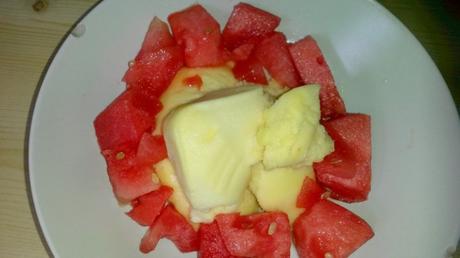 Fruchtsorbet mit Wassermelone.