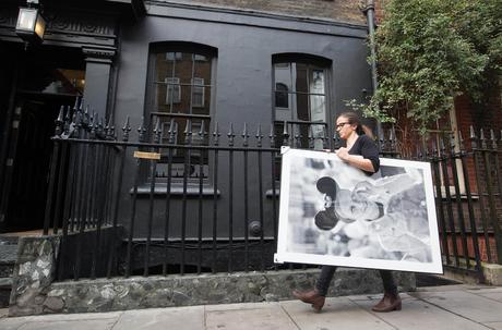 EDITORIAL USE ONLY Artwork arrives at Blacks Club in London, ahead of the opening of new exhibition, Minnie: Style Icon, in partnership with the British Fashion Council, which will be on display at the Soho venue during London Fashion Week. PRESS ASSOCIATION Photo. Picture date: Thursday September 17, 2015. The exhibition of exclusive photographs, exploring the character of Disney’s Minnie Mouse and her influence on fashion and pop culture, has been curated with the help of model and photographer, Georgia May Jagger. Photo credit should read: David Parry/PA Wire