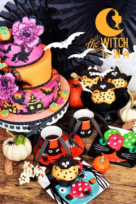 Oreo Eulen Cupcakes mit Mango Frosting und Monster cookies - Halloween sweet table - 