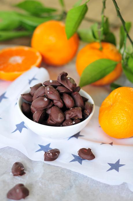 Getunkte Schokolade Mandarinen & Schokolade-Mandeln mit Maldon Sea Salt fructosearm