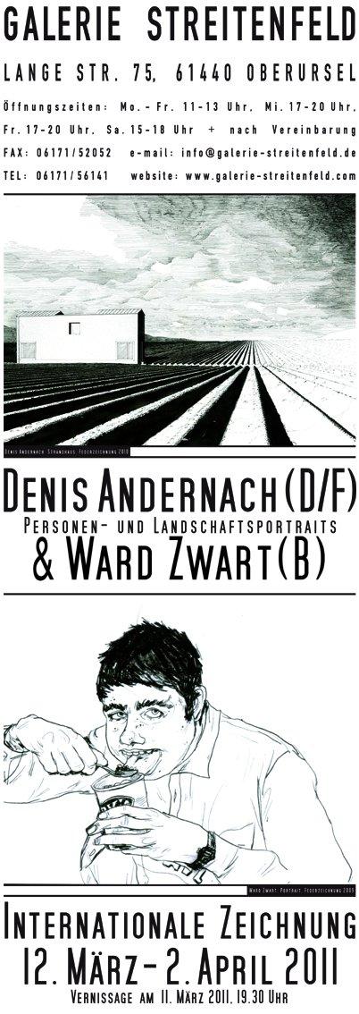 Galerie Streitenfels Oberursel: Zechnungen von Denis Andernach und Ward Zwart