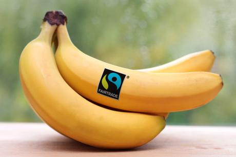 Bananas bearing the FAIRTRADE Mark.