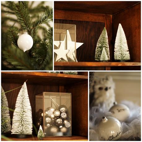 Blog + Fotografie by it's me! - Rooming, Weihnachtsdeko 2015 - Collage Schneeeule, Weihnachtsbäume und Kugeln