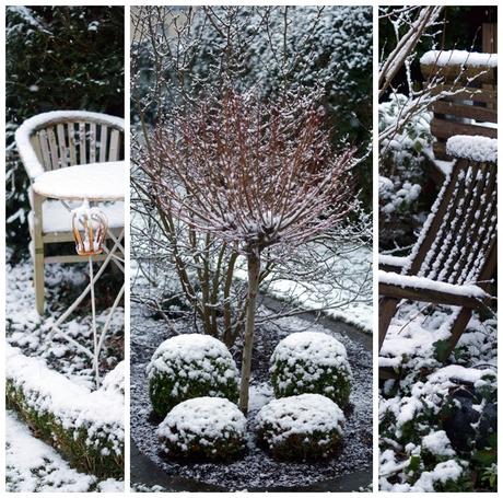 Blog + Fotografie by it's me! - Winter für einen Tag - Collage aus dem verschneiten Garten