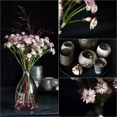 Blog + Fotografie by it's me! - Collage aus beerenfarbenen Blumen und Windlichtern