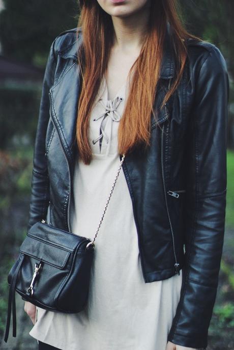 OOTD: Dress + Leather Jacket