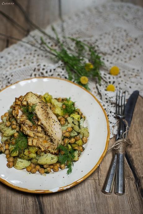 Gefüllte Hühnerbrust mit Äpfeln & Kräuter Kircherbsen