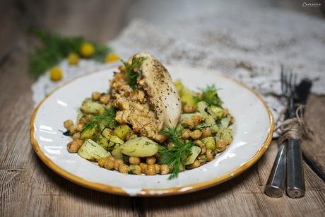 Gefüllte Hühnerbrust mit Äpfeln & Kräuter Kircherbsen