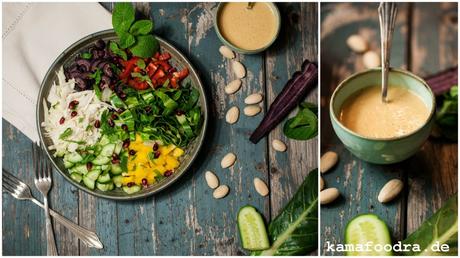 Beautyfood, ganz bunt: Salat mit cremigem Mandeldressing