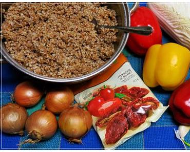 geschliffener Dinkel mit italienischer PaprikaPfanne
