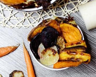 Gemüsechips mit Süßkartoffeln, Rote Bete, Rettich, Karotten und Grünkohl