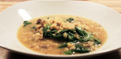 Recipe: Red Lentil soup with mincemeat and spinach, veggie, rezept, kationette, foodblog, linsensuppe
