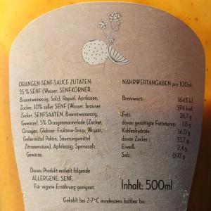 Etikett der Hans im Glück Orangen-Senf-Soße