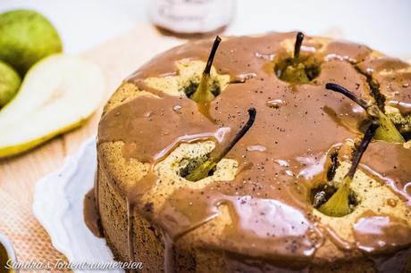 {Jahresblogevent CoI} Birnen-Mohn-Torte mit Karamellsauce - mein Februarbeitrag
