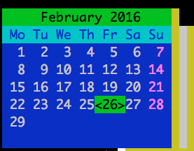 Wie kann ein Kalender auf der Konsole eines Raspberry Pi mit ccal unter Jessie angezeigt werden?