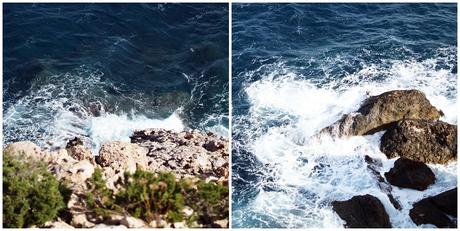 Blog + Fotografie by it's me! - fim.works - Ibiza, Portinatx - Collage Blick ins Meer an der Klippe
