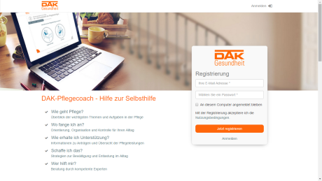 DAK-Pflegecoach - Startseite - Quelle DAK PowerPointPräsentation Helge Dickkau, Folrian Caspari 1.9.2015 auf welt.pyramideneule.de