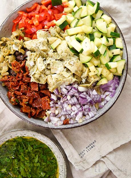 Orzo Nudelsalat mediterran