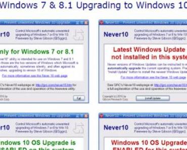„Never10“ verhindert Upgrade auf Windows 10