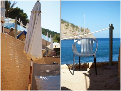 Blog + Fotografie by it's me fim.works - Collage La Isla Blanca Ibiza, Cala Llonga, Stuhl auf der Sonnenterrasse