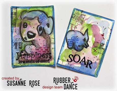 Mixed Media ATCs for the Rubber Dance Challenge