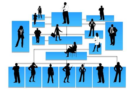 Illustration Hierarchie: Silhouetten von Geschäftsleuten