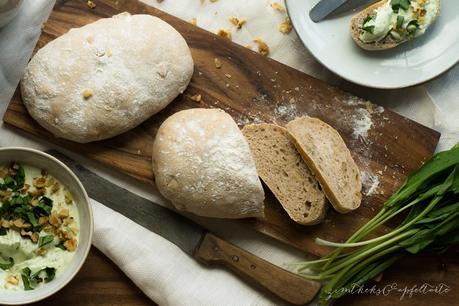Walnuss-Ciabatta mit Bärlauch-Feta-Dip
