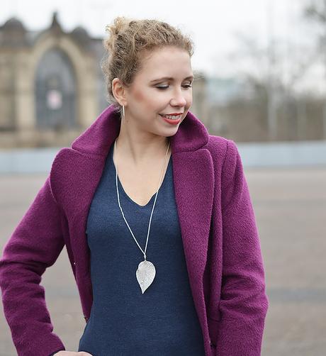 Outfit: Patterned Spring Pants, Reebok Classics & Purple Coat