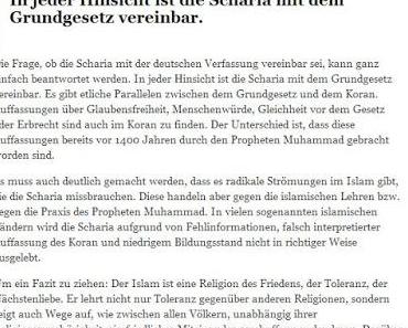 Linke Schmonzette "Huffington Post" behauptet, Scharia und Grundgesetz wären in jeder Hinsicht vereinbar