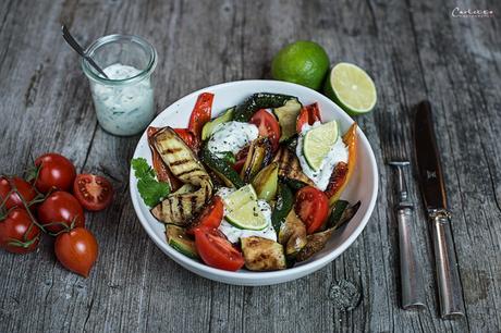 Gegrillter Gemüse Salat mit “schlanker” Mayonnaise-Vinaigrette
