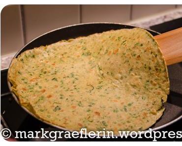 Buchweizen-Dinkel-Bärlauch Crêpes mit Schmandgemüse