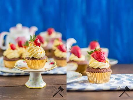 Schoko-Vanille-Erdbeer Cupcakes (5)