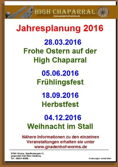 Termine 2016 Gnadenhof Jahresplanung