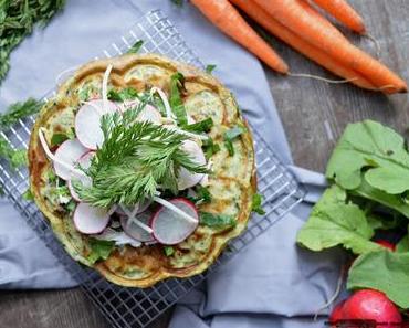 pikante Waffeltorte mit Blattspinat und Kartoffeln / spicy Waffle Cake with Spinach and Potatos