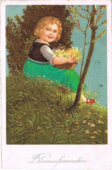 Alte Postkarten und Kinder wie gemalt