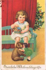 Alte Postkarten und Kinder wie gemalt