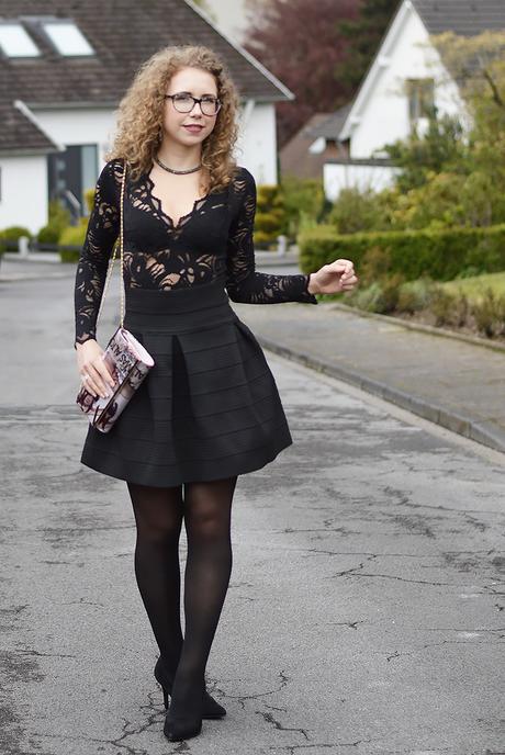 Outfit: Allblack with Lace Teddy and Flared Skirt for the Opera