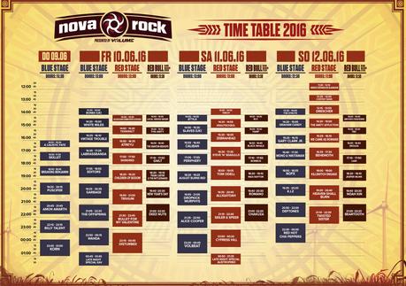 Nova Rock '16 Timetable
