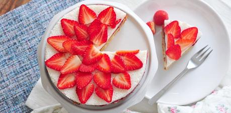 Erdbeer-Joghurt-Kuchen vegan & fructosearm