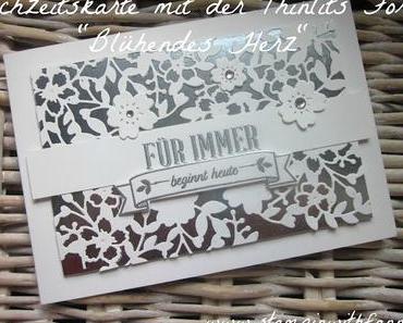 Hochzeitskarte mit dem "Blühenden Herz" in silber-weiß