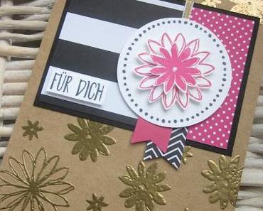 MtS #124: Vorschau: Grußkarte embosst in Gold mit "Pep mit Pink"