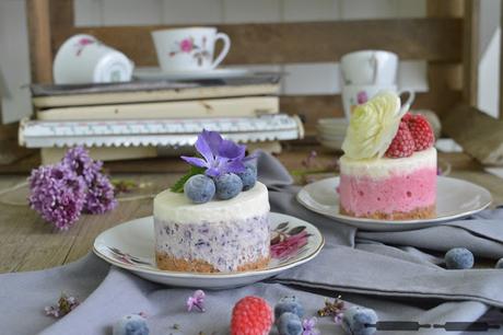 No - Bake Cheesecake mit Himbeeren und Blaubeeren / No - Bake Blueberry and Raspberry Cheesecake